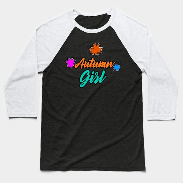 Autumn Girl Baseball T-Shirt by MaystarUniverse